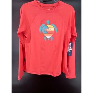 Life is Good Womens Long Sleeve Sunshirt Rose Bud Pink Turtle UPF 50+ M‎